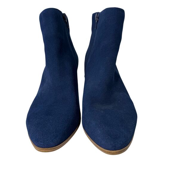 ALDO Women’s Blue Suede Ankle Booties Block Heel Side Zip Boot Size 8.5 - Picture 2 of 9